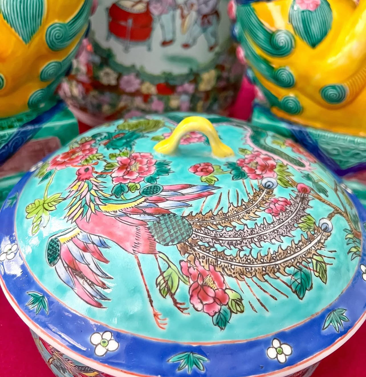 Vintage chinoiserie lidded bowl