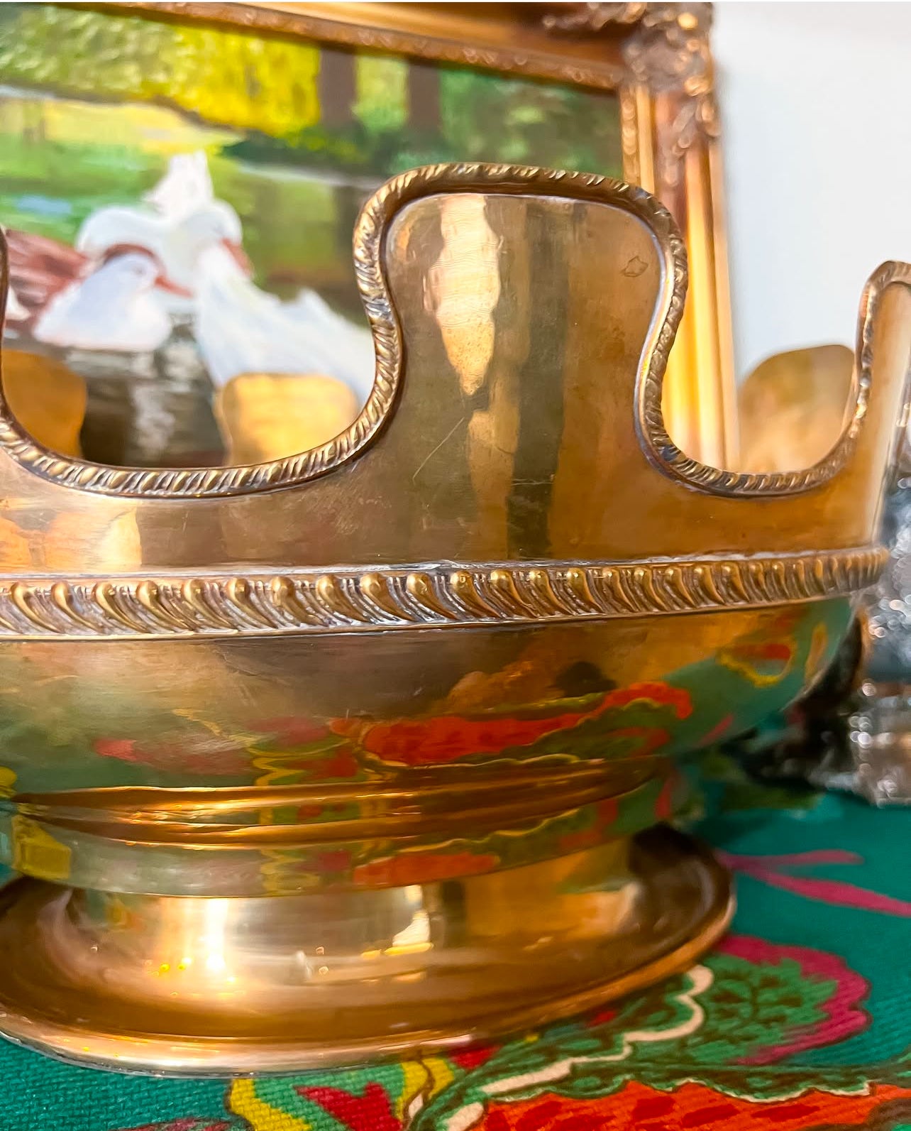Vintage brass crown centerpiece bowl