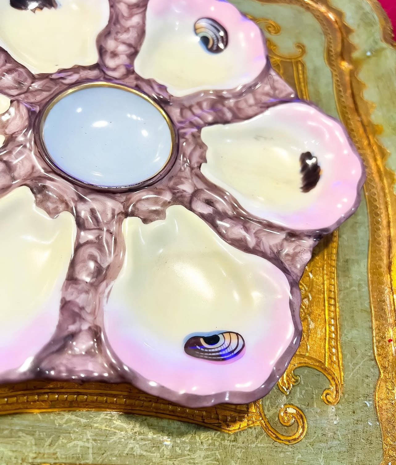 Antique French oyster plates