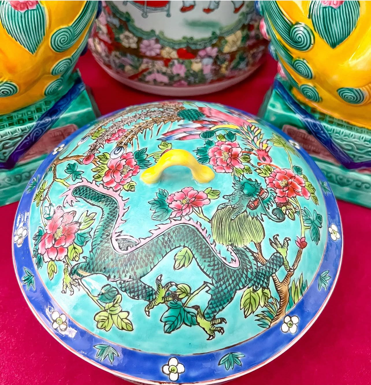 Vintage chinoiserie lidded bowl