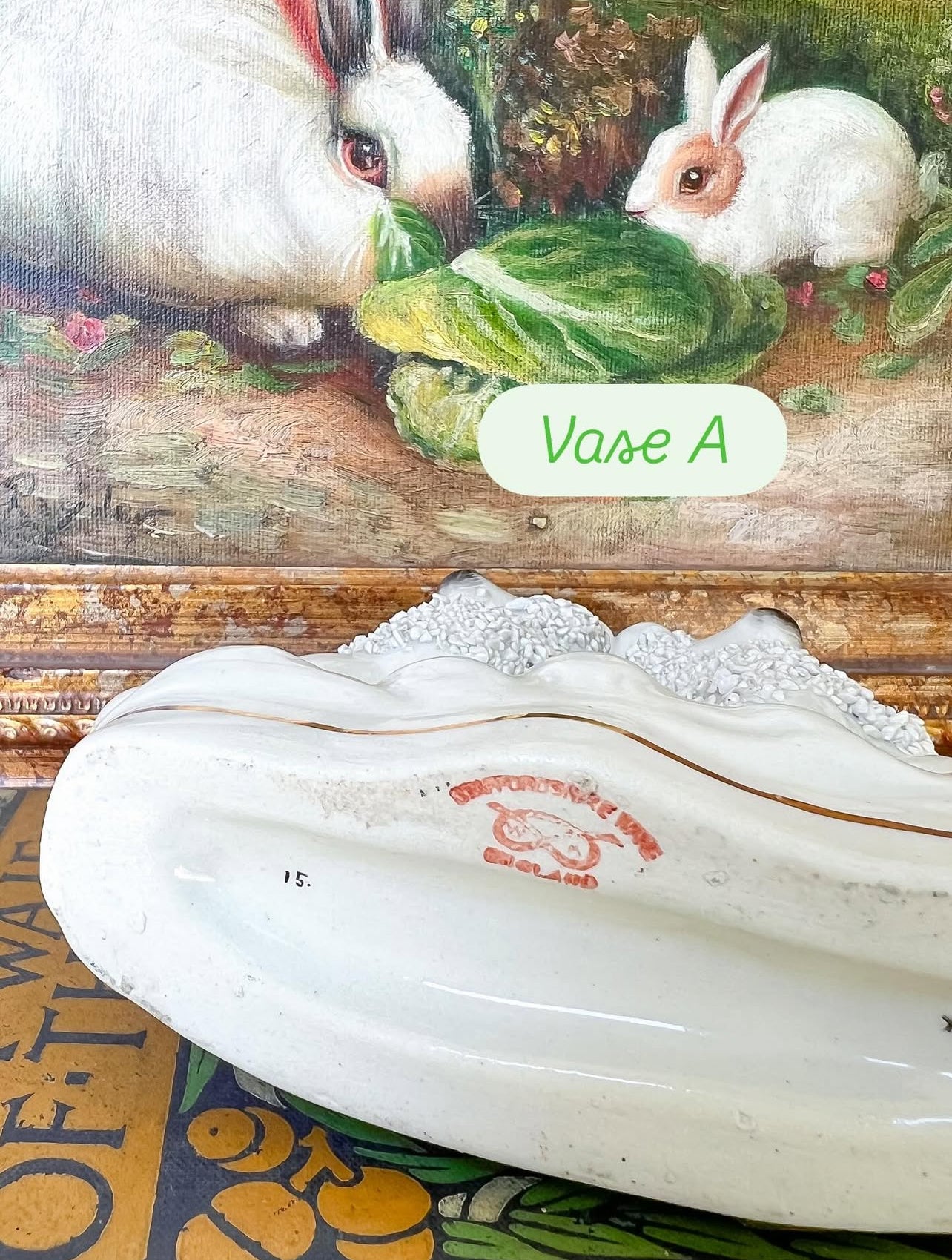 Antique confetti poodle spill vases
