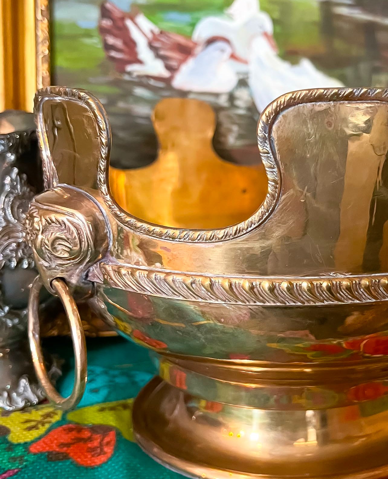 Vintage brass crown centerpiece bowl