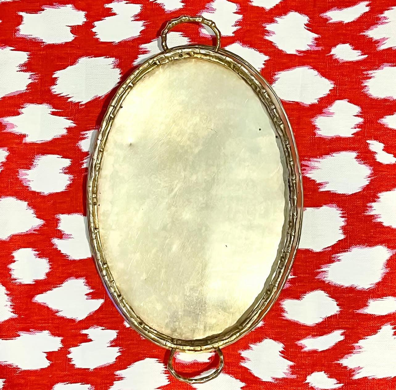 Vintage brass bamboo tray