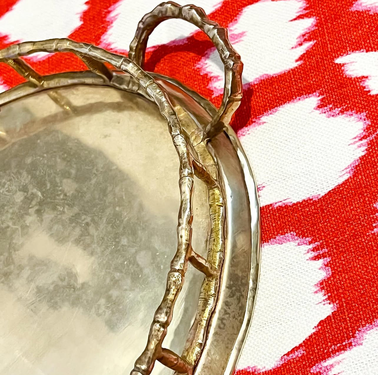 Vintage brass bamboo tray