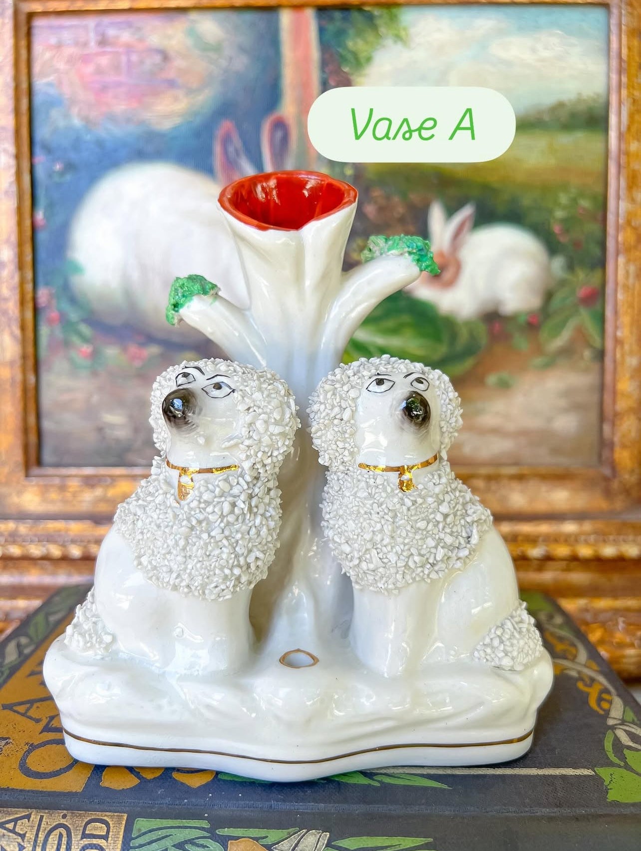 Antique confetti poodle spill vases