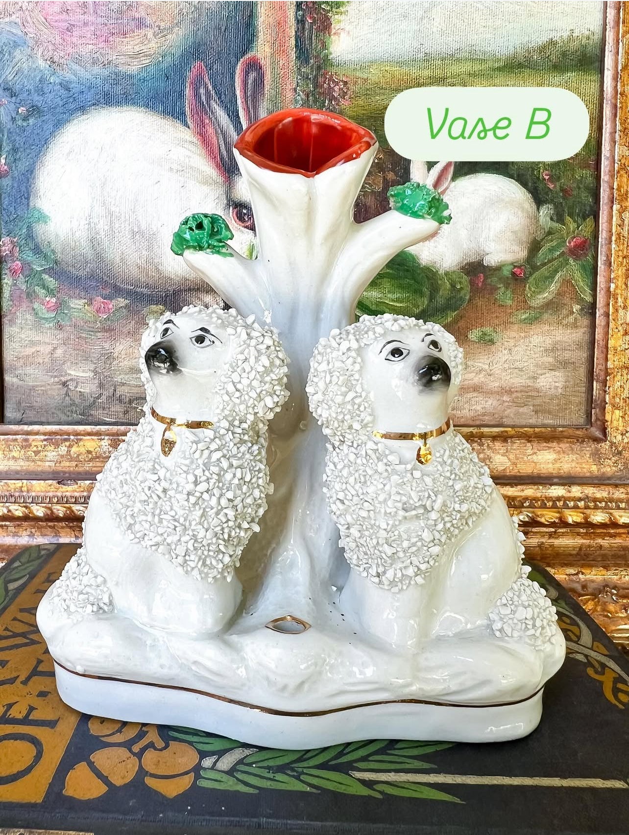 Antique confetti poodle spill vases