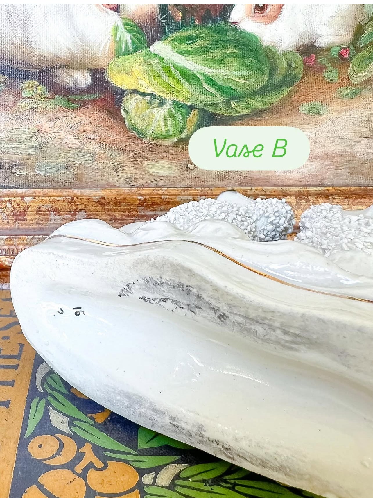 Antique confetti poodle spill vases