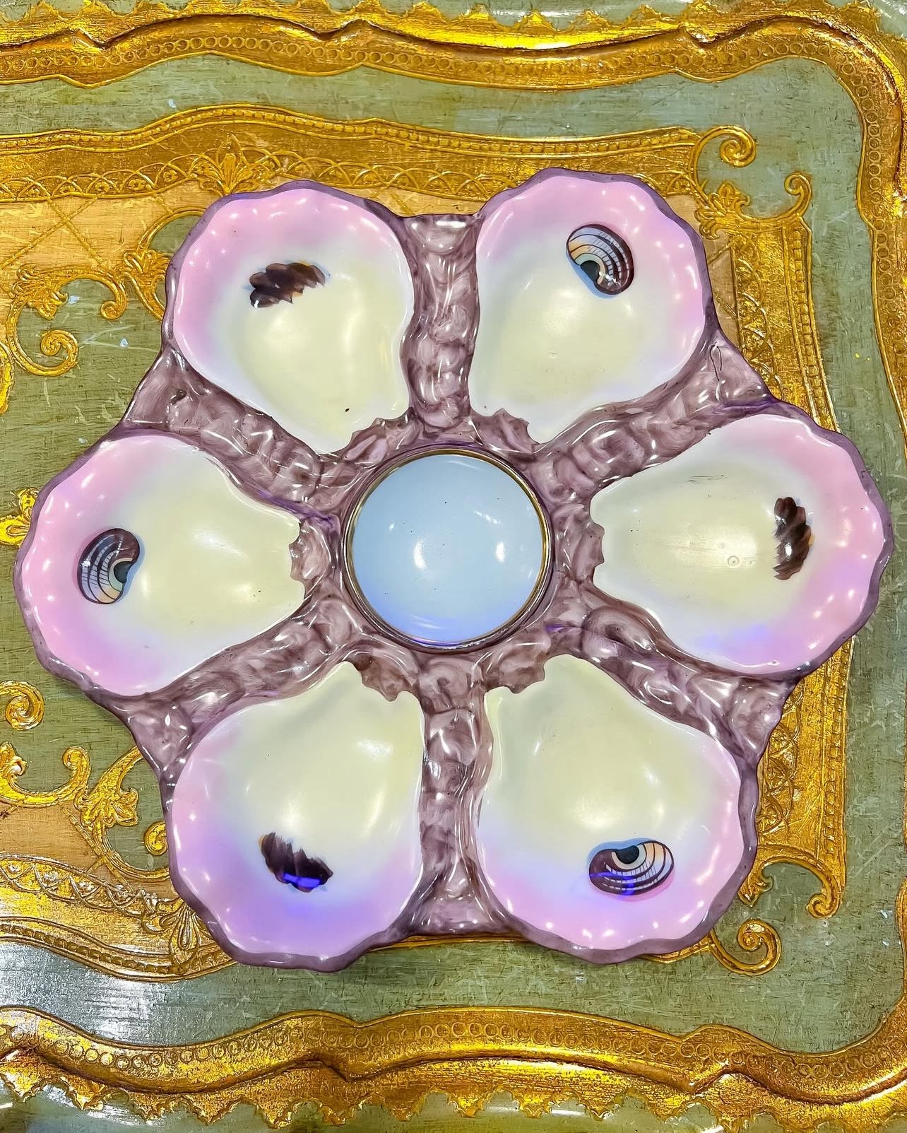 Antique French oyster plates