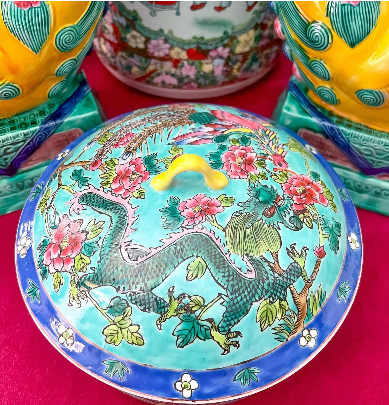 Vintage chinoiserie lidded bowl