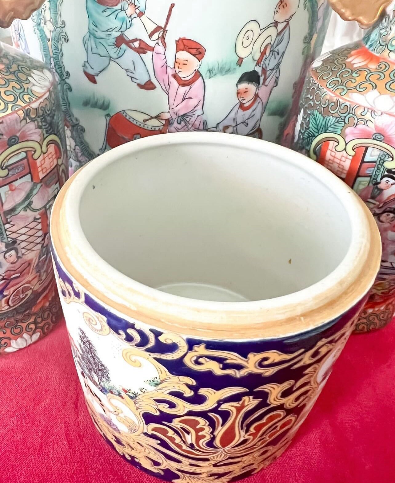 Vintage hunt scene canister/tea caddy