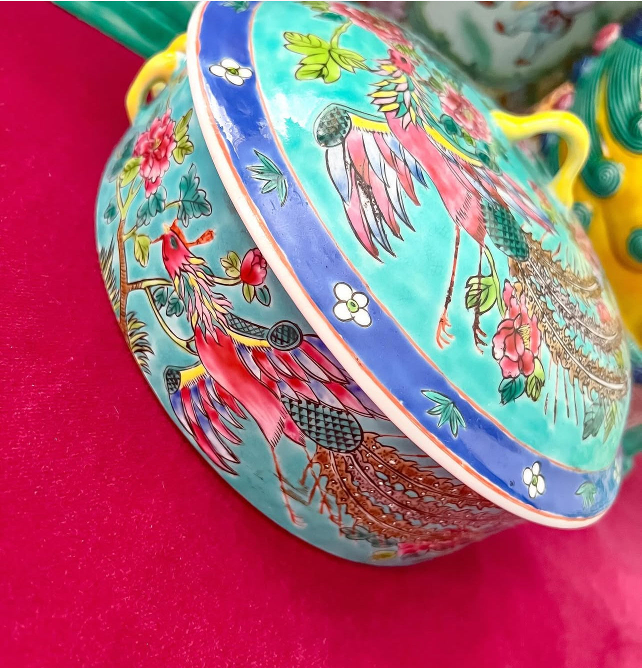 Vintage chinoiserie lidded bowl