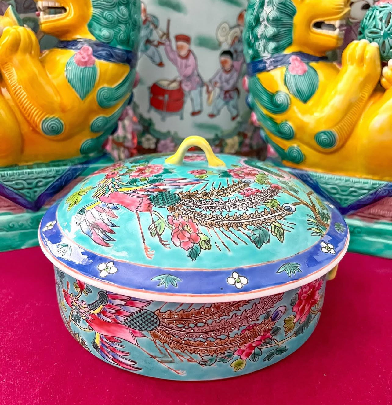 Vintage chinoiserie lidded bowl