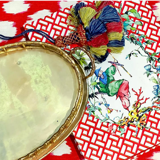 Vintage brass bamboo tray