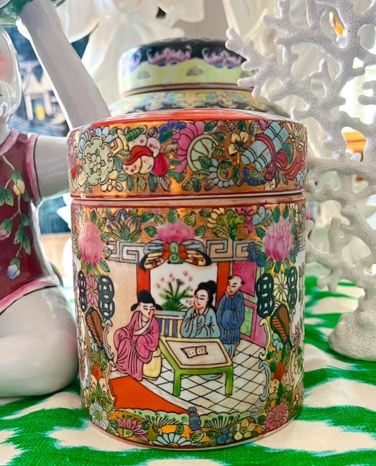 Vintage Famille Rose Tea Caddy