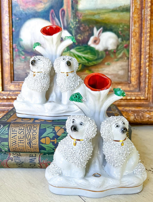 Antique confetti poodle spill vases